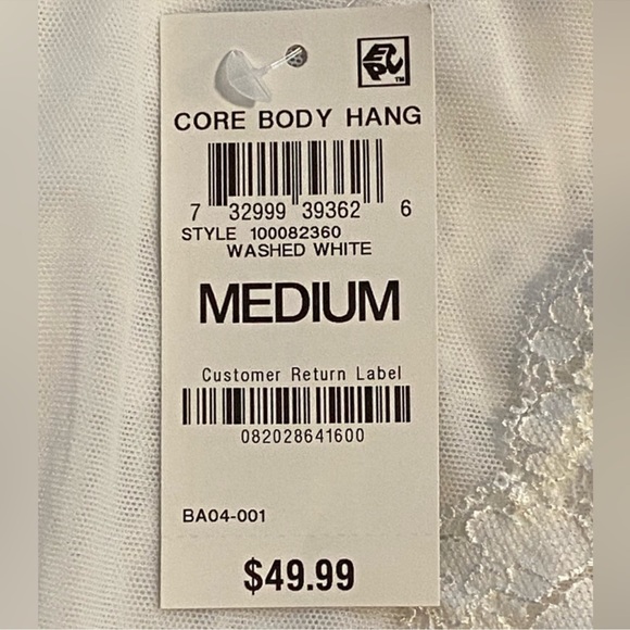 NEW INC International Concepts Long Sleeve Lace Mesh Thong Washed White Bodysuit - Picture 9 of 11